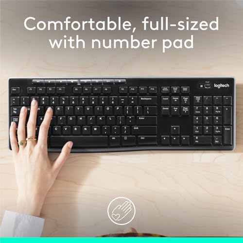 Logitech K270 Wireless Keyboard – Full-Size, 2.4 GHz Connectivity, 8 Multimedia Keys, 2-Year Battery Life, Stylish Rose Color for PCs and Laptops – Ultimate Comfort and Reliability for Productive Workspaces