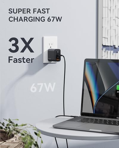 Ultra-Fast 67 W VOLTME USB C Charger – Compact 3-Port Ga N Power Adapter for Mac Book Pro/Air, i Phone 15/16, i Pad Pro, Galaxy S24 – Advanced PD Technology for Rapid Device Charging and Ultimate Portability
