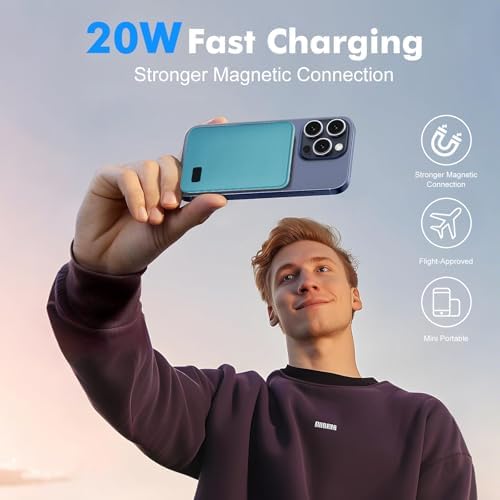 Sleek 5,000 m Ah Magnetic Wireless Charger for i Phones – Fast Charging Power Bank with LED Display, Compatible with i Phone 16 Pro Max/16 Pro/16, 15/14/13/12 Series – Effortless Charging for On-the-Go Lifestyles