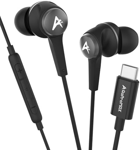 High-Fidelity USB C Earbuds with Built-In Microphone for i Phone 16 Pro Max & Samsung Galaxy – Lightweight, Tangle-Free Wired Headphones for Music and Gaming – Superior Audio Quality & Ergonomic Comfort for All-Day Wear – Seamless Compatibility with Android Devices Including Google Pixel
