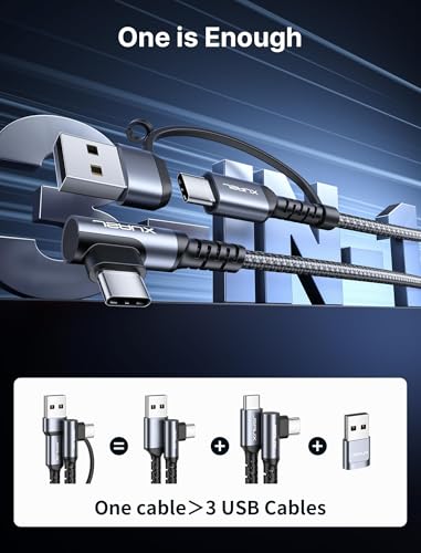 JSAUX 100 W USB C Cable 2-Pack – 10 FT Right-Angle Charging Cords with Fast Data Transfer for i Phone 16, Samsung Galaxy, i Pad & Mac Book – Durable & Flexible Design for Effortless Charging in Tight Spaces