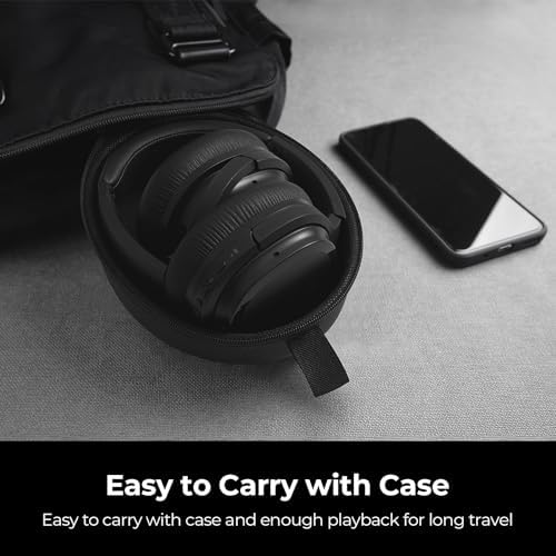 Unleash Superior Sound with Advanced Hybrid Active Noise Cancelling Over-Ear Headphones – Experience Rich Deep Bass, Effortless Bluetooth 5.2 Connectivity, and Unmatched 30-Hour Playtime in Elegant True Black Finish for Uninterrupted Listening Bliss