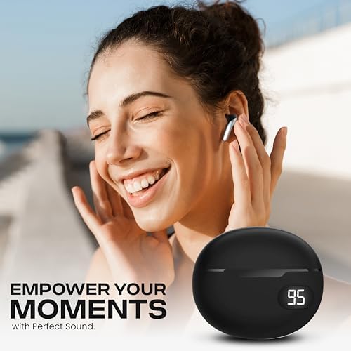 Gabba Goods Bliss Wireless Bluetooth Earbuds – Ultimate Ergonomic In-Ear Fit with Touch Controls for Seamless Audio Experience, 6-Hour Playtime & Built-in Mic for Crystal Clear Communication – Perfect for Travel, Gym, Home & Gaming Compatibility in Stylish Black Finish