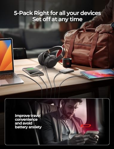 LISEN USB C to USB C Cable 5-Pack – Premium Fast Charging Solution with 60 W Power Delivery, Versatile Lengths (3.3 FT, 6.6 FT, 10 FT) for i Phone 16, i Pad Mini 6/Pro, Mac Book Pro 2020 & Samsung S23 – Durable, High-Speed Connectivity for All Your Devices