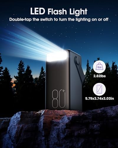 Ultra High-Capacity 70000 m Ah Power Bank – 22.5 W Fast Charging Portable Charger with LED Display & Built-In Flashlight – Ideal for Camping, Travel, and Emergency Use – Multiple Outputs for i Phone, Samsung, i Pad, and More – Stay Connected Anywhere with Long-Lasting Power Solution – Lightweight Design with Convenient Carry Strap and Real-Time Power Monitor – Comprehensive Safety Features Including Overcharge and Short Circuit Protection – Perfect for Outdoor Adventures and Unexpected Power Outages – Includes USB-C Charging Cable and 2-Year Customer Support for Peace of Mind