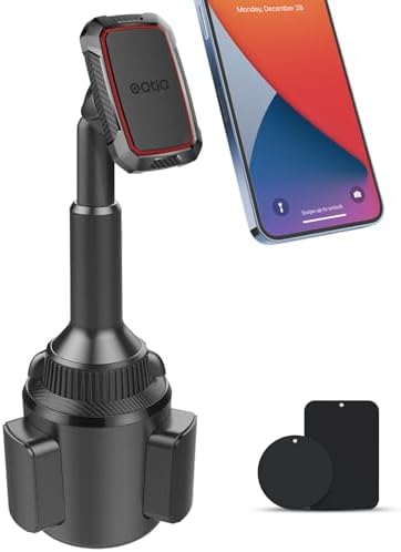 OQTIQ Magnetic Phone Cup Holder for Car – Versatile Adjustable Height & Multi-Angle Design – Effortless One-Hand Operation for i Phone, Samsung, Google & More – Sleek Black Finish for Modern Interiors – The Ultimate Hands-Free Driving Experience