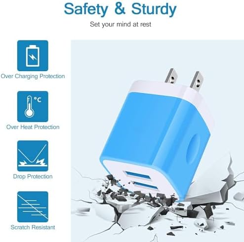 Ultimate Fast Charging Dual Port USB Wall Charger Trio – 2.1 A Quick Charge Adapter with Type C Cable for Samsung Galaxy S24 Ultra, i Phone 16, Google Pixel 9 Pro & More – Perfect Travel-Ready Power Solution for Active Lifestyles