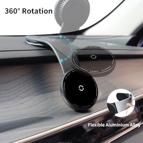Mag Safe Car Mount Charger – 15 W Fast Wireless Charger with 360° Rotation for Secure Smartphone Holding – Universal Compatibility for i Phone & All Smartphones – Optimal Viewing and Quick Charging for Safe Driving