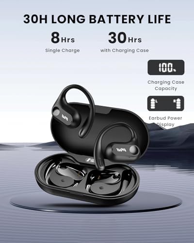 Beige Wireless Bluetooth 5.3 Open Ear Sports Earbuds – Ultra-Light Air Conduction Headphones with 30-Hour Battery Life, Enhanced Bass, and Secure Fit for Active Enthusiasts – Ideal for Running, Workouts, and Effortless Calls