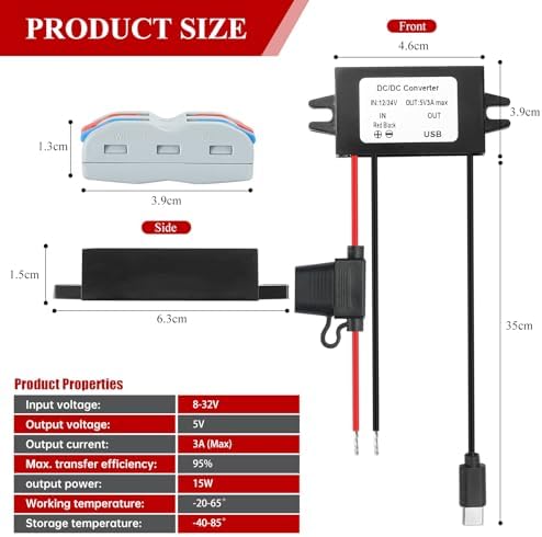 Rugged IP67 Waterproof USB Charging Hub – High-Efficiency DC-DC Converter for Trucks, Off-Grid Solar Systems, and Marine Use – 10-90 V to 5 V 3 A (15 W) Power Supply for Extreme Conditions – Durable, Dustproof, and Shock-Resistant for Reliable Charging Anytime, Anywhere