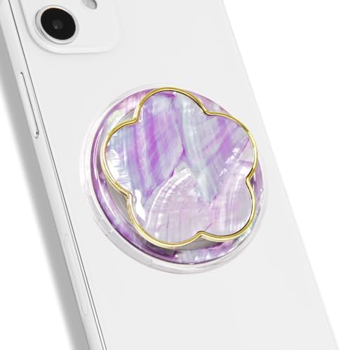 Chic Mother of Pearl Daisy Floral Phone Grip & Stand – Stylish Magnetic Phone Holder for Secure One-Handed Use and Hands-Free Viewing (Crème) – Ideal Floral Accessory for Enhanced Mobile Experience and Compatibility with Mag Safe Devices