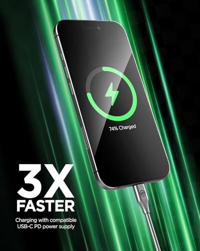 10 Ft Heavy-Duty Alloy-Braided USB-C Charger Cable for Fast Charging (60 W) – Premium Metal Construction for Samsung & i Phone Devices (Gunmetal) – Unmatched Durability and Flexibility for Everyday Use