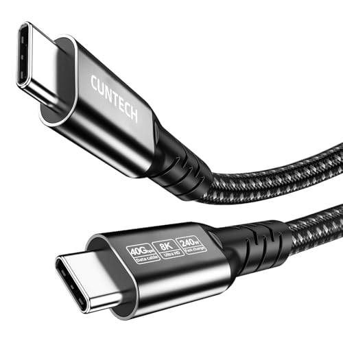 USB C 90 Degree Right Angle Cable 3.3ft 2-Pack, 240W PD Fast Charging 40Gbps Data Transfer 8K/4K Video USB C Cable for Thunderbolt 4/3 MacBook for iPhone 15 iPad Samsung Galaxy Other Type C Devices – Enhanced Compatibility and Speed