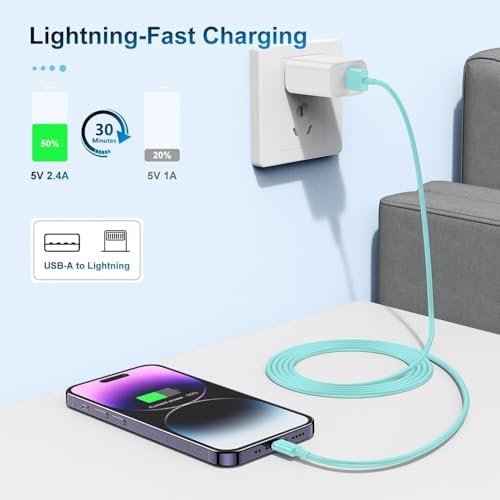 Premium 3-Pack Apple MFi Certified Lightning to USB Charger Cables – 6 FT Durable Fast Charging Cords for i Phone 13/12/11/11 Pro/11 Max/X/XS/XR/XS Max/8/7/6 – Enhanced Performance and Extended Reach for Seamless Device Connectivity