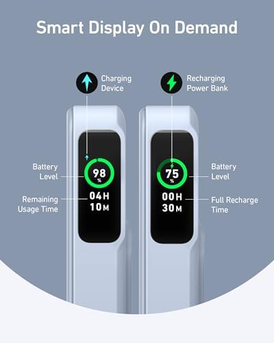 Anker Mag Go Power Bank for i Phone 15/14/13 – 10,000 m Ah Qi2 Certified Ultra-Fast Wireless Charger with Smart Display & Foldable Stand – Compact Portable USB-C Battery Pack for Effortless Charging on the Go