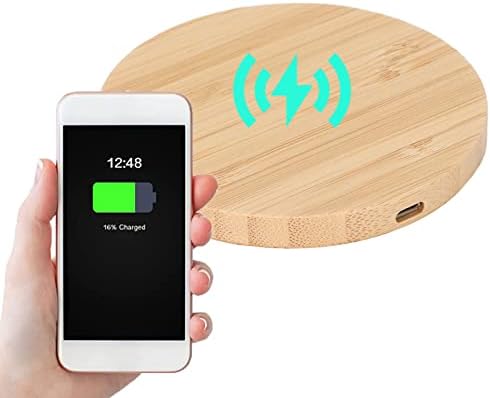 Bamboo Wood Wireless Charging Pad – Eco-Friendly 10 W Fast Charging Station for S8, S7, S6, and More – Sleek Wireless Phone Charger for Home or Office Use with Included Power Cable – Enhance Your Workspace with Sustainable Style and Efficiency