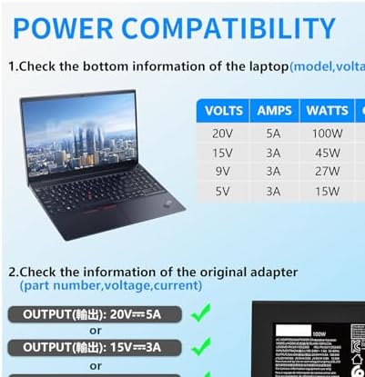 High-Power 100 W USB-C Charger for Lenovo Yoga & Think Pad Series – Rapid Charging Power Supply with Universal Compatibility for Enhanced Performance and Efficiency