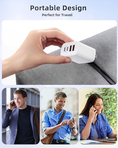 40 W 4-Port USB C Power Adapter Duo – Compact Fast Charging Block for i Phone 16-12 & Samsung Devices – Rapid PD & Quick Charge 3.0 for Maximum Efficiency at Home and on the Go