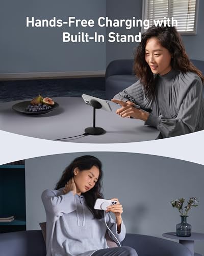 Anker Mag Go i Phone 16 Mag Safe Charger Stand – 15 W Fast Magnetic Wireless Charging Station with Qi2 Certification, 360° Device Compatibility & Sleek Design for i Phone 16/15/14/13/12 Series & Air Pods (Includes 25 W Adapter) – Elevate Your Charging Experience Today!