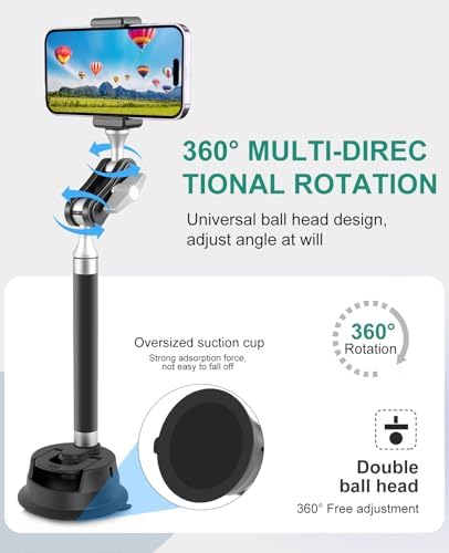 PULUZ 360° Adjustable Magnetic Suction Cup Mount for Smartphones & Action Cameras – Ultimate Dual Ball Head Holder for Secure Windshield & Dashboard Use – Effortless Installation & Enhanced Stability for Safe Navigation & Adventure Filming