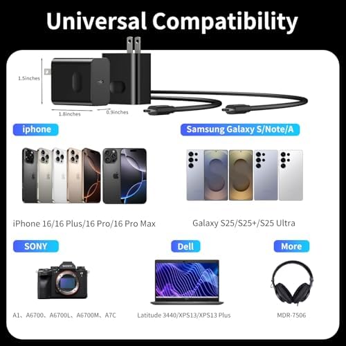 High-Speed Dual-Pack 45 W USB C Charger with 100 W Type C Cable – Ultimate Fast Charging Solution for i Pads, Samsung Galaxy S24/S25, i Phones, and Google Pixel – Compact Power Delivery for Home & Travel with Enhanced Safety Features