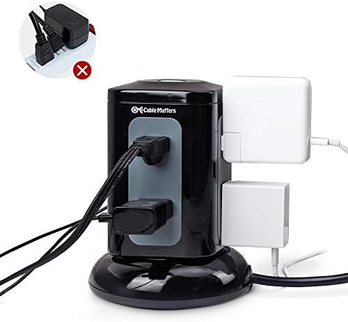 Cable Matters 6-Outlet Surge Protector Tower with 4 Fast USB Charging Ports (Total 4.2 A) and 10-Foot Extended Power Cord – Ultimate Device Safety and Versatile Connectivity Solution for Home and Office