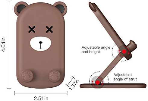 Cute Cell Phone Stand Foldable Adjustable Animal Phone Holder for Desk Silicone Protection Compatible with iPhone 16 15 14 13 12 Pro Max iPad Tablet Desk Accessories (Green Bear) – Enhanced Compatibility and Speed