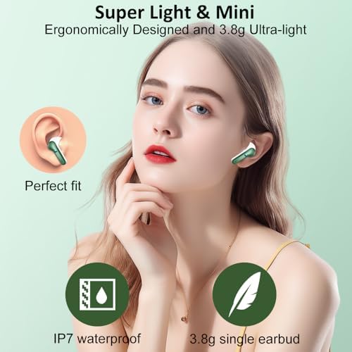 Premium Bluetooth 5.3 Wireless Earbuds with Deep Bass and Enhanced Noise Cancelling – Mini Sport Earphones with 40 Hours Playtime, USB-C Charging Case, and Dual LED Display for Ultimate Connectivity and Sound Clarity