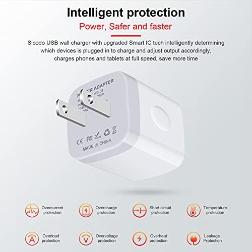Sicodo 4-Pack High-Speed USB Wall Charger Block – Universal Fast Charging Adapter for i Phone 16/15/14/13/SE (2020) & Samsung Galaxy S25/S24/S23 – Compact Travel-Friendly Design for Enhanced Portability and Performance – Stay Connected Anytime, Anywhere!