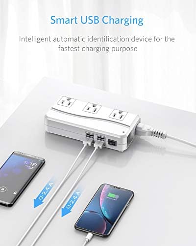 Global Voltage Converter and Travel Adapter – BESTEK 220 V to 110 V Power Transformer with Dual AC Outlets & 3 USB Ports (2 USB-C) – Essential for International Travel, Rapid Charging for Hair Tools & Electronics – Compact Design for Worldwide Compatibility
