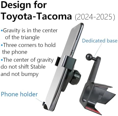 Secure Mobile Phone Mount for 2024-2025 Toyota Tacoma – Custom Fit for Limited, TRD Pro & Trailhunter Models | 14-Inch Screen Compatible Dash Holder | Effortless Installation & Enhanced Driving Safety | Sleek Design for Modern Interiors | Premium Quality Car Accessory
