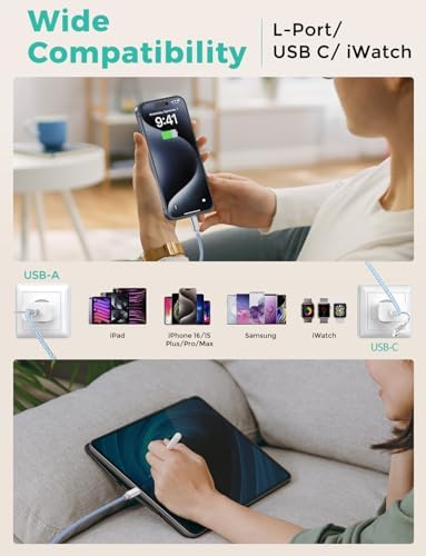Versatile 3-in-2 USB C Charging Cable for Apple Watch and i Phone – 4 FT Multi-Device Fast Charger Compatible with Apple Watch Ultra/SE/10/9/8/7/6/5/4/3/2/1 & i Phone 16/15/14/Galaxy S23 – Lightweight Travel Essential for Efficient Power-Up Solutions