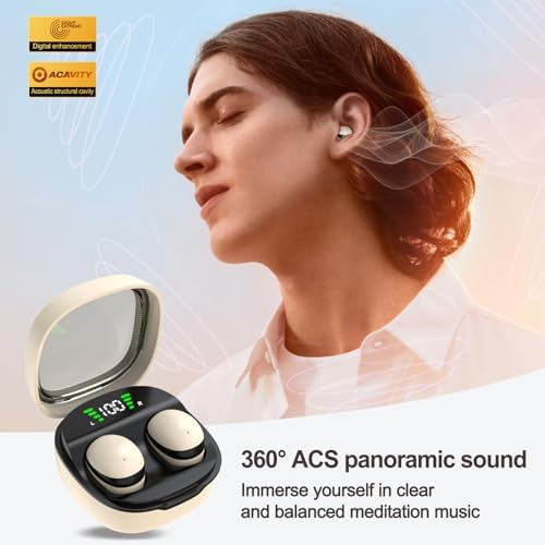 Ultra-Comfort Invisible Bluetooth Sleep Earbuds for Side Sleepers | Mini Wireless Headphones with Waterproof Design | Perfect for Clear Calls, Sports, and Ultimate Relaxation | Lightweight White Earphones for Work and On-the-Go Productivity