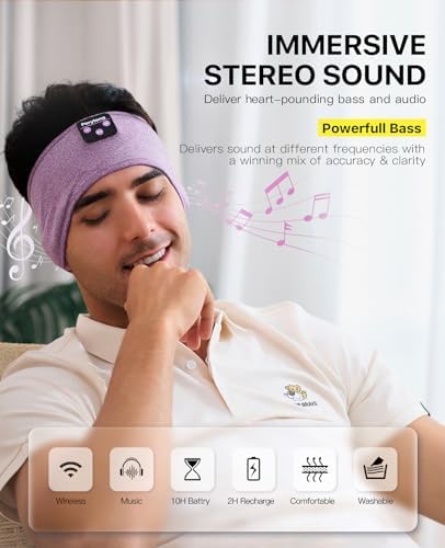Ergonomic Bluetooth Sleep Headphones: Wireless Sports Headband with Hi-Fi Stereo Sound for Ultimate ASMR Relaxation – Lightweight, Cozy Audio Solution for Men and Women, Perfect for Meditation and Restful Sleep