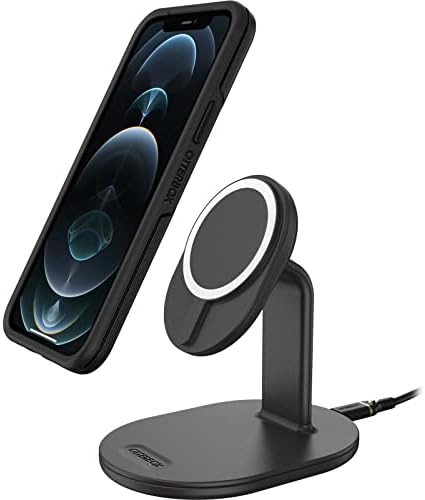 Otter Box Mag Safe Wireless Charging Stand – Sleek White Design for Fast Dual Device Charging – Effortlessly Power Your i Phone and Air Pods with Enhanced Stability and Style
