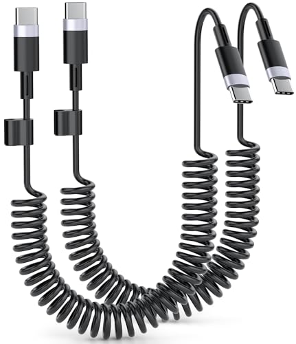 Ultimate Coiled USB A to USB C Cable for i Phone 15/16 Pro Max & Android Devices – Superior High-Speed Data Transfer & Robust Design for Seamless Apple Car Play & Android Auto Integration – Essential for Stress-Free Road Trips & Daily Drives