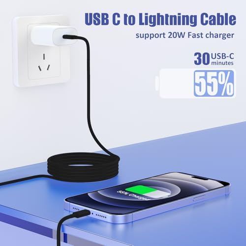 Premium 4 Pack USB C to Lightning Charging Cables – 6 FT Fast Charging Cord for i Phone 14 & Earlier Models – Durable, High-Performance Replacement for Apple Charger – Enhanced Compatibility for Quick Charge Needs – Perfect for Home, Office, and Travel Use