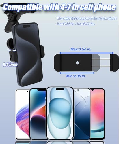 Metal Sun Visor Phone Holder for Car – Adjustable Dual Swivel Ball Mount for Enhanced Visibility – Universal Clamp Fits i Phone 16/15/14/13/12 Pro Max, Galaxy S24/23/22 – Sturdy and Durable Hands-Free Smartphone Accessory for Safe Driving and Navigation – Ideal for 4-7” Devices
