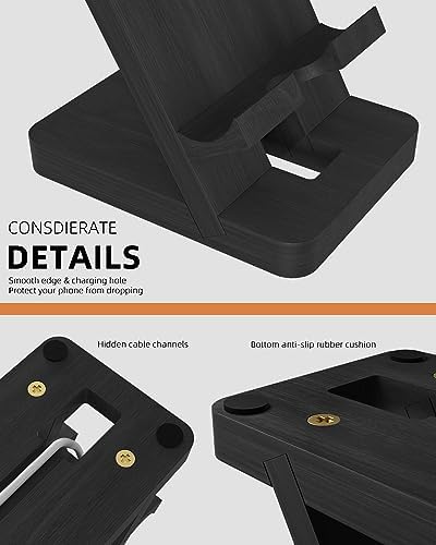 Cell Phone Stand with Tray, Wood Phone Docking Station for Men, Phone Holder for Desk, Men’s Docking Station and Organizer, Wooden Desk Organizer – Enhanced Compatibility and Speed