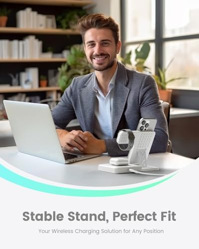Revolutionary 3-in-1 Wireless Charging Station for Apple Devices – Fast, Efficient Charger Stand for i Phone 16, 15, 14 Pro Max, 13, 12, 11, Apple Watch Series 10 to SE & Ultra, and Air Pods Pro, 4, 3, 2 – GETPALS Compact Design for a Clutter-Free Charging Experience
