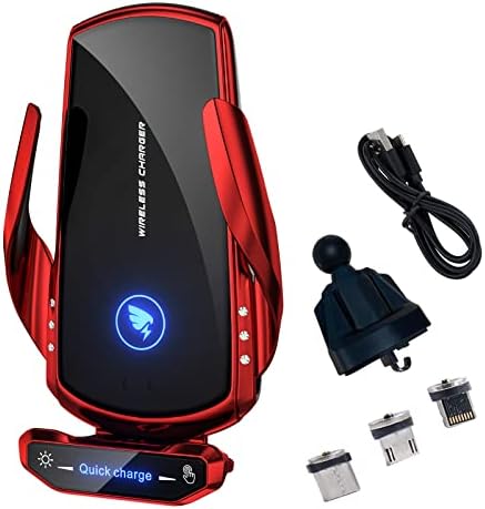 Premium 15 W Wireless Car Charger Mount with Auto Clamping Mechanism – Fast Charging Phone Holder for All Android Devices – Sleek Blue Design for Enhanced Vehicle Aesthetics – Adjustable Air Vent Installation for Optimal Accessibility and Hands-Free Navigation