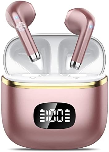 Premium Bluetooth 5.3 Wireless Earbuds – Deep Bass Stereo Sound, 40-Hour Playtime, IPX7 Waterproof, Noise-Cancelling Mic, LED Battery Display – Ultimate Compatibility for i OS & Android Users, Perfect for Active Lifestyles and Uninterrupted Listening