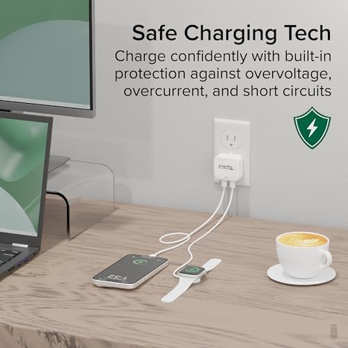 Dual USB-C 40 W Fast Charging Wall Adapter – Compact Plugable Power Charger for i Phone 16, i Pad, Air Pods, Samsung Galaxy, Google Pixel – Foldable Design for Portability and Versatile Use in Home or Travel – Sleek Black Finish for Modern Aesthetics and Enhanced Device Compatibility