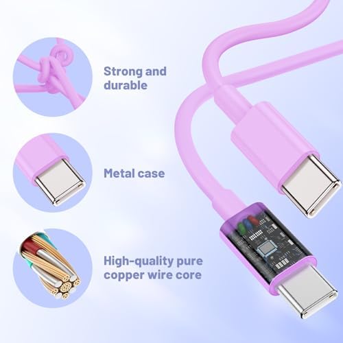 Dual-Port 45 W USB-C Wall Charger for Samsung Galaxy S25/S24 Ultra – Super Fast Charging with 2-Pack 6.6 ft Cables, PD 3.0 & PPS Technology for Enhanced Compatibility and Performance – Ideal for Mobile Professionals and Families