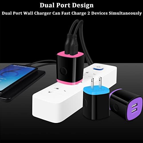 Dual Port 2.1 A Fast Charging USB Wall Adapter – Compact i Phone & Universal Phone Charger for i Phone 16, 15, 14, 13, 12, 11 Pro Max, XR, XS, X, 8, 7, i Pad, Samsung, Android & Kindle – Lightweight Travel Essential with Enhanced Compatibility and Safety Features
