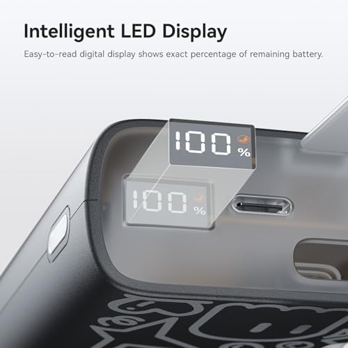 imuto Graffiti Style 20000 m Ah Portable Charger with Built-in Lightning Cable – 22.5 W Fast Charging Power Bank for i Phone, Samsung, i Pad, and All Smartphones – Essential Travel Accessory with LED Battery Display and Unique Design