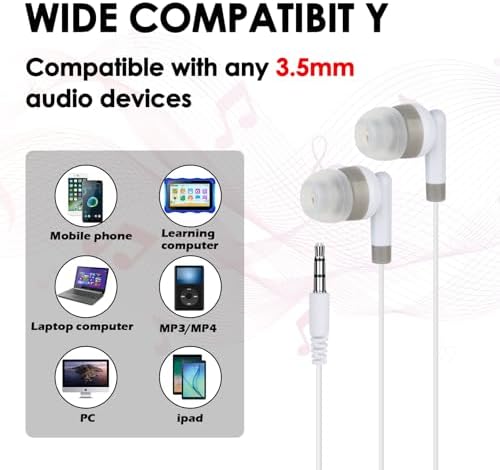 Vibrant 60-Pack Kids Earbuds – Durable Wired Earphones for Classroom Learning – Lightweight 3.5 mm Student Headphones Compatible with PCs, Chromebooks & Laptops – Colorful Design to Engage Young Minds – Ideal for Daily Educational Use