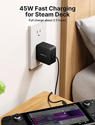 JSAUX 45 W USB C Charger with 5 FT PD 3.0 Cable – Ultimate Fast Charging Solution for Steam Deck, OLED Switch, Mac Book & More – Optimal Power Delivery for i Phone 16/15, Samsung Galaxy S25/S24/S23/S22, i Pad, Pixel Devices – Compact, Durable, and Universally Compatible Charging Accessory