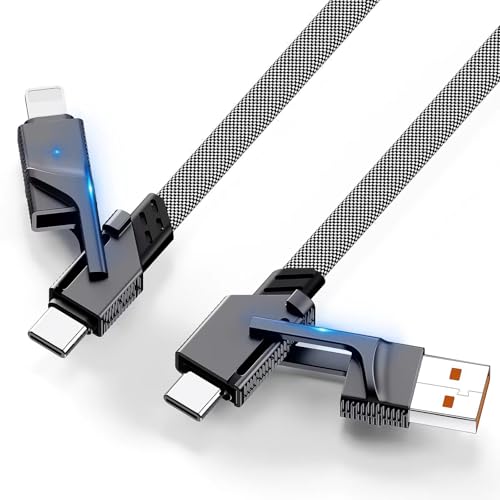 Revolutionize Your Charging Routine with the 2 Pack 4 in 1 USB C Cable – 60 W Fast Charging, 3 FT Flat Braided Design for Ultimate Durability and Versatility, Compatible with i Phone 16/15/14 Pro Max, Samsung Devices, i Pads, and Mac Books – Enhanced Multi-Port Connectivity for Effortless Power Solutions