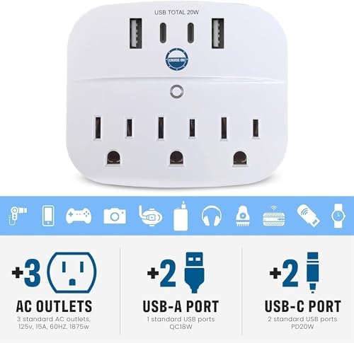 Ultimate Cruise Power Strip with 3.3 ft Extension Cord & Fast Charging USB Ports – Non-Surge Design for Seamless Connectivity on Carnival, Princess & Major Cruise Lines (2025/2026) – Essential Travel Accessory for All Devices